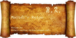 Maltár Kolos névjegykártya